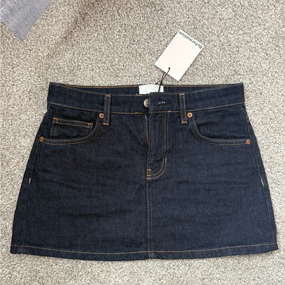 Reformation Indigo Denim Mini Skirt